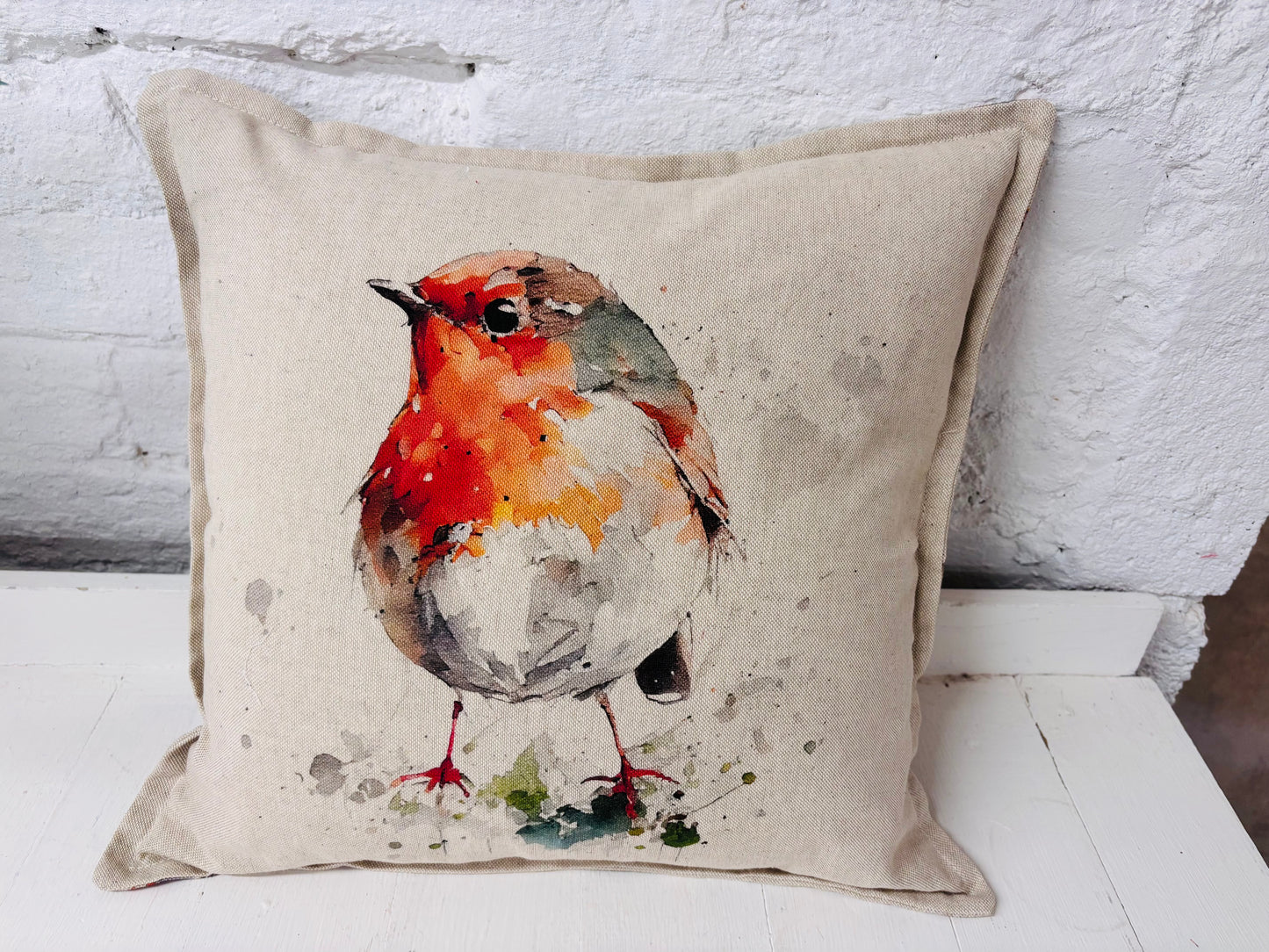 16” Christmas Robin Cushion - Nadolig Llawen Robin Christmas Cushion Welsh Christmas Cushion -decorative pillow Cover festive decoration