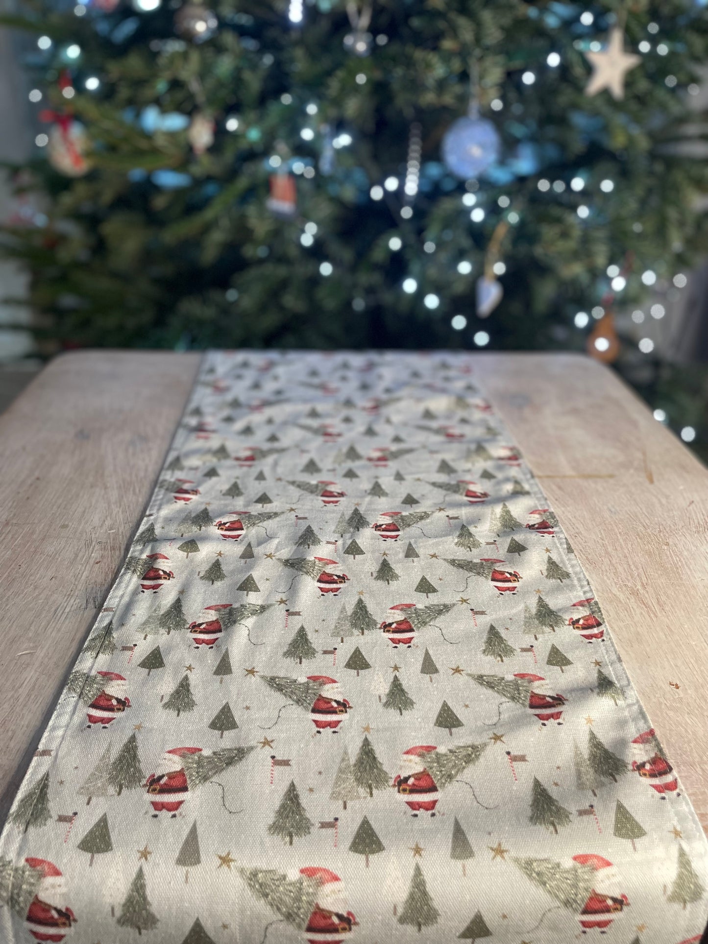 Father Christmas Napkins - Festive table- Father Christmas and Christmas Trees, Handmade festive Napkins - Fabric Napkins