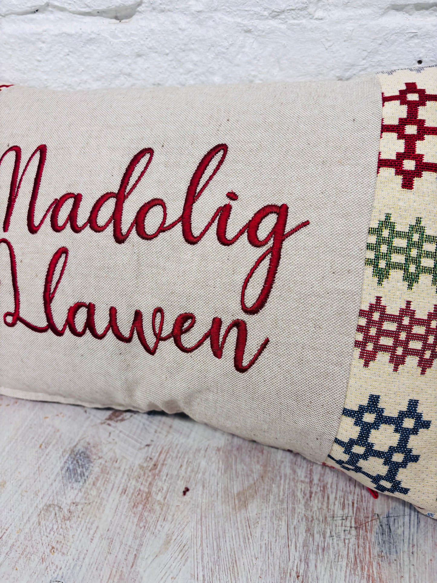 Nadolig Llawen Christmas Welsh Blanket cushion