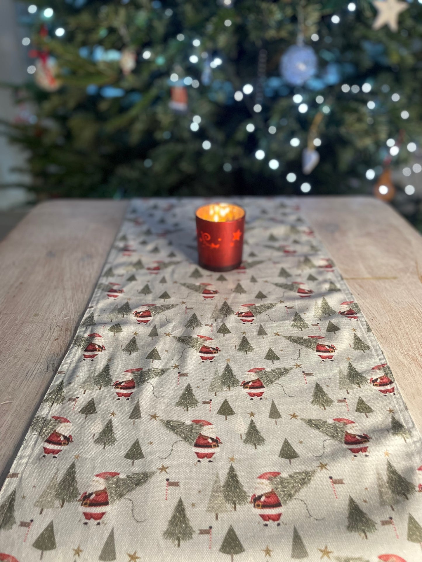 Father Christmas Napkins - Festive table- Father Christmas and Christmas Trees, Handmade festive Napkins - Fabric Napkins