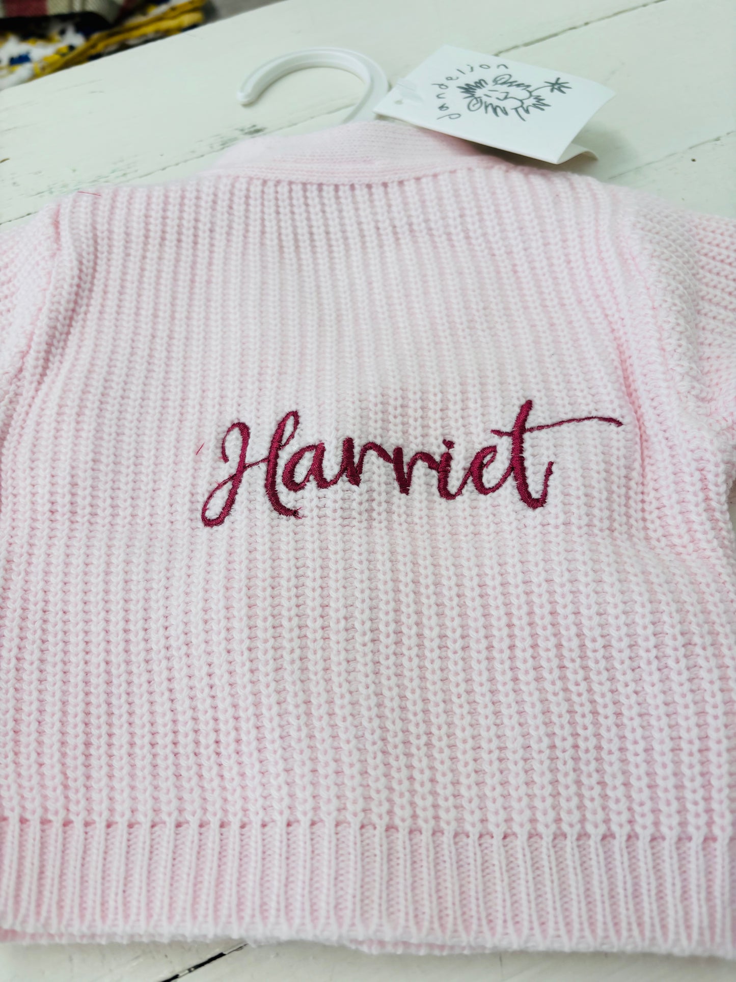 Pink Personalised Knitted Baby Cardigan