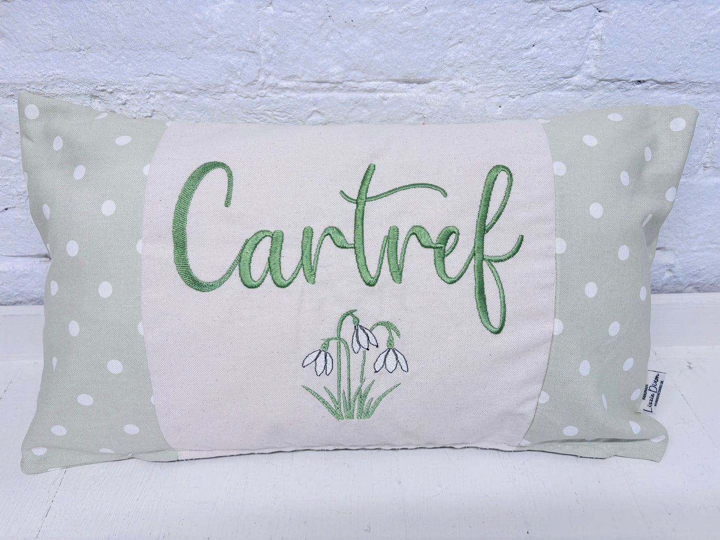 Snowdrop Embroidered Teulu Cushion