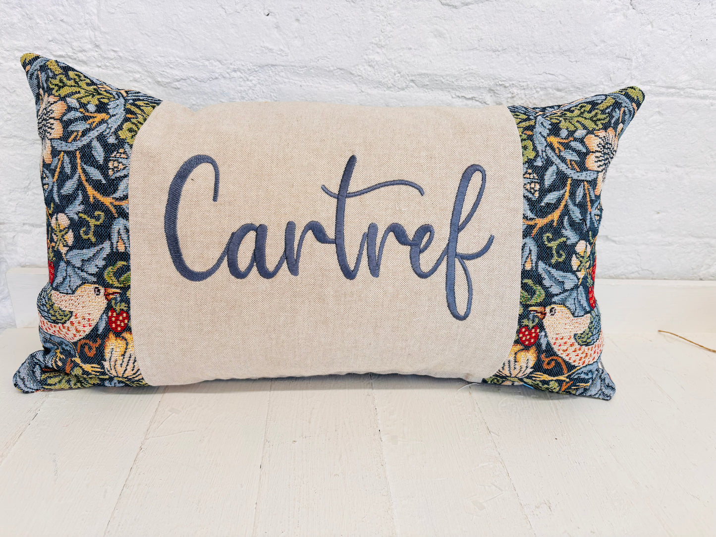 Cwtch William Morris Strawberry Thief Tapestry Cushion -Cwtch/Cwtsh