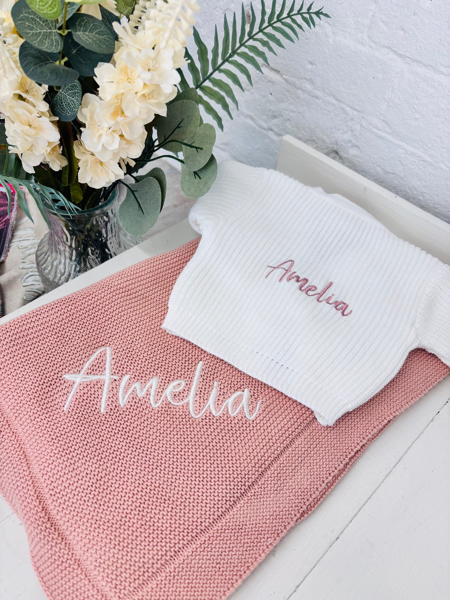 White Personalised Knitted Baby Cardigan