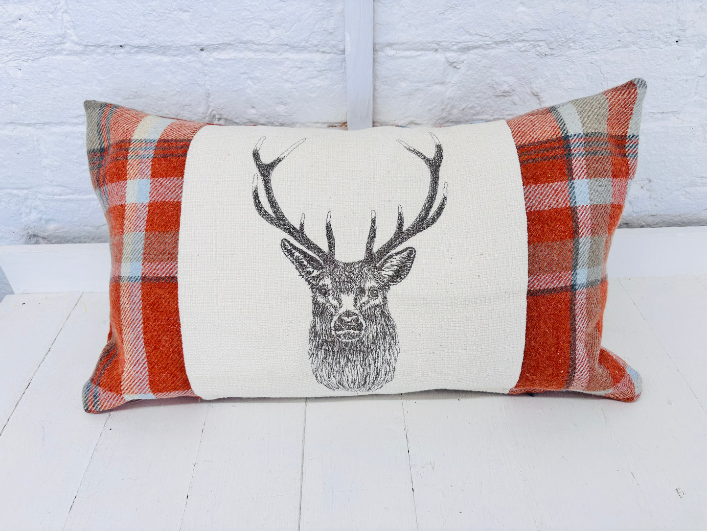 Stag Cushion- Burnt Orange Wool Long Cushion