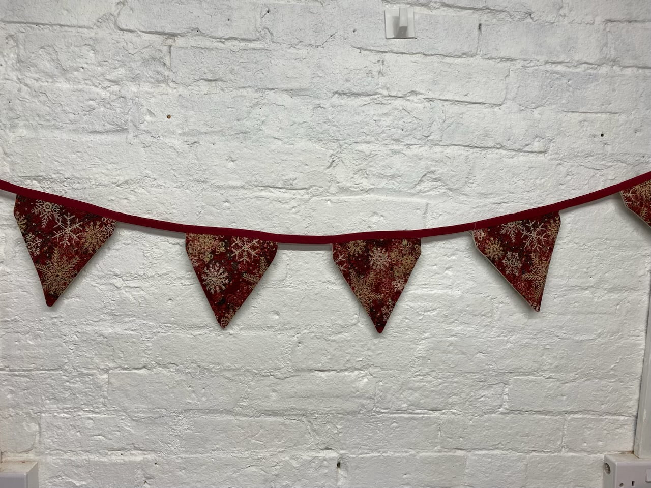 Festive Red Snowflake Bunting -Welsh Blanket style bunting