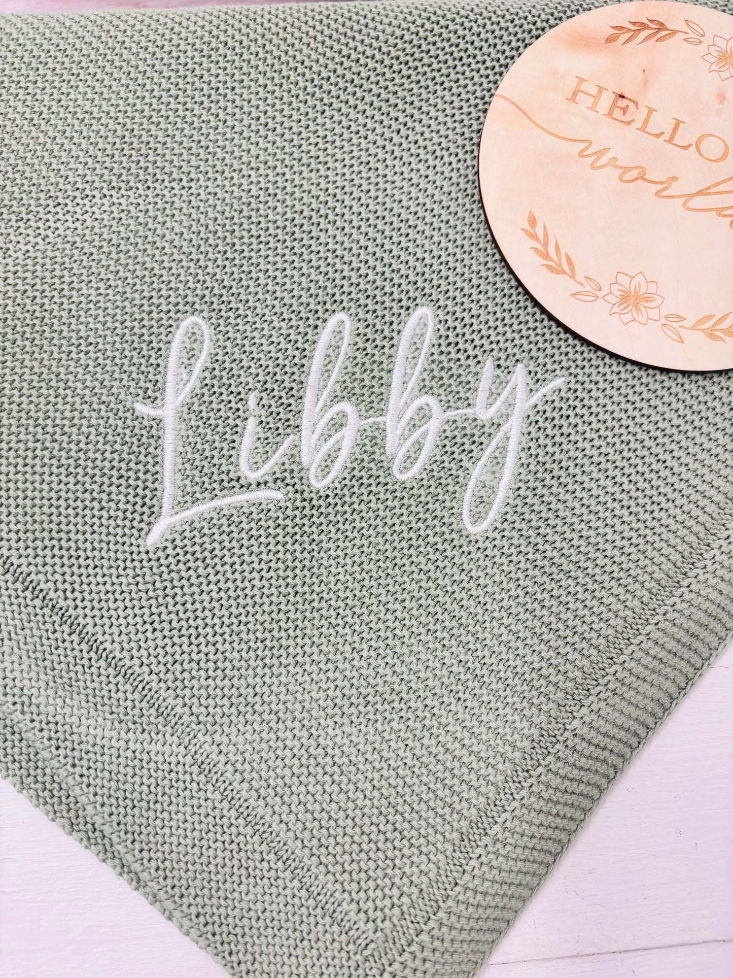 Soft Green Knitted Baby blanket-Personalised