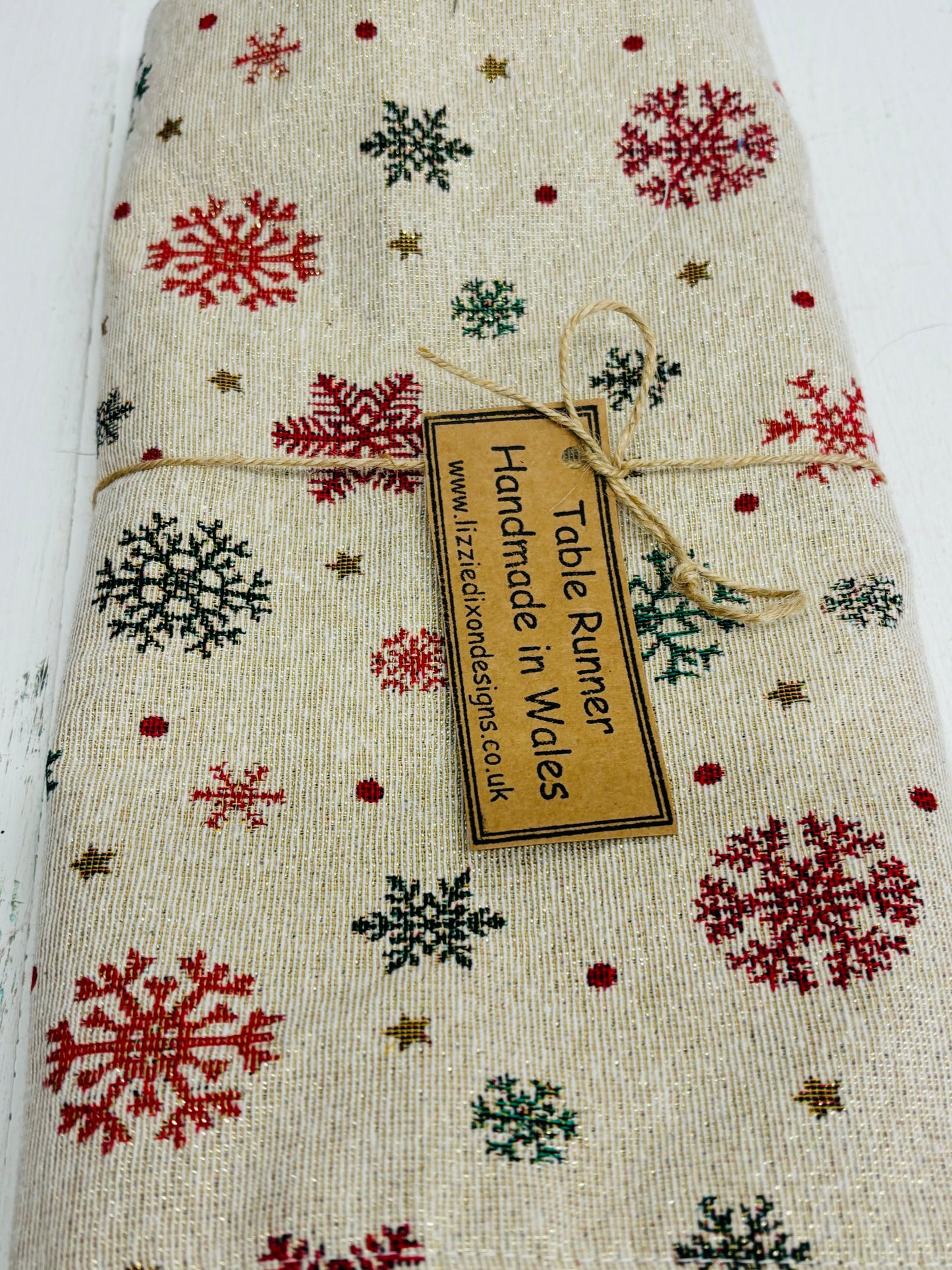 Christmas Table Runner-Gold Snowflake