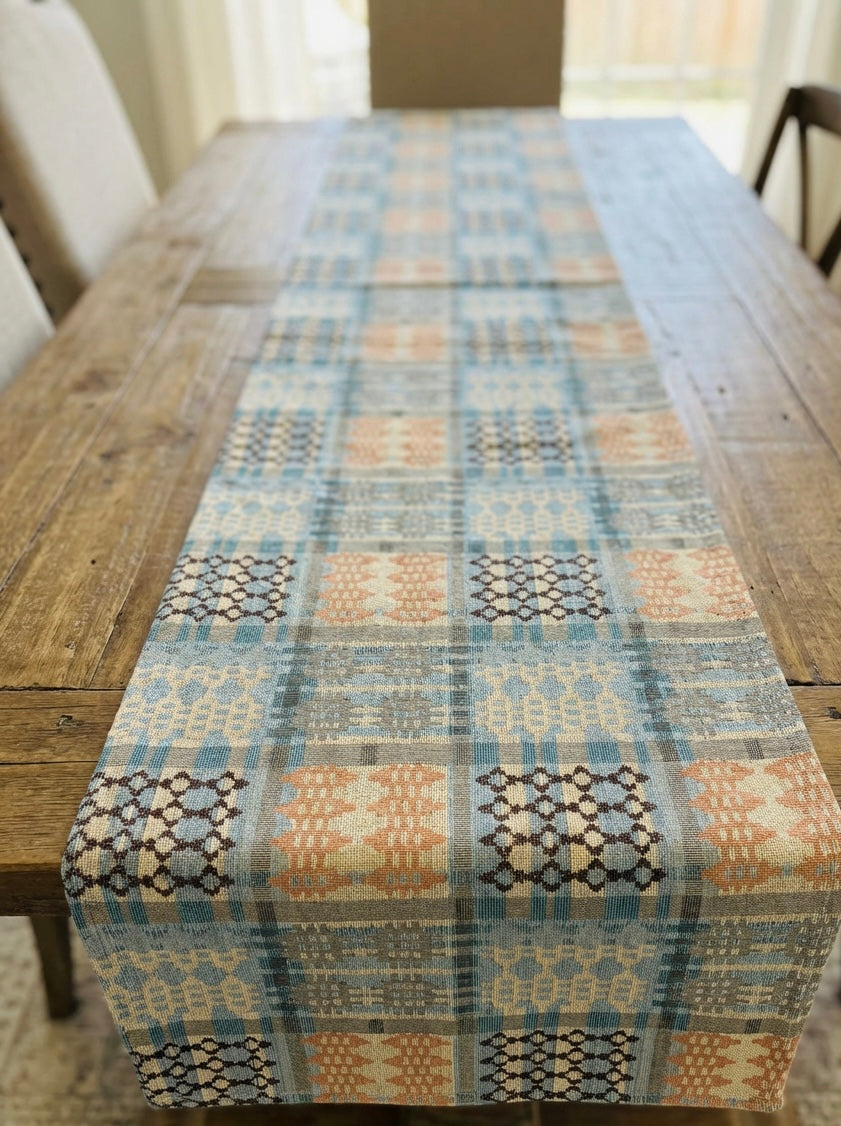 New Welsh Blanket Pastel Colours Table runner -Tapestry Table Runner