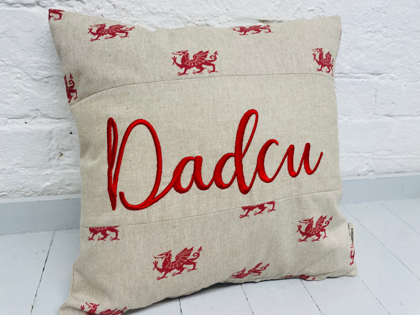Personalised Father’s Day cushion 16” Square cushion welsh dragon