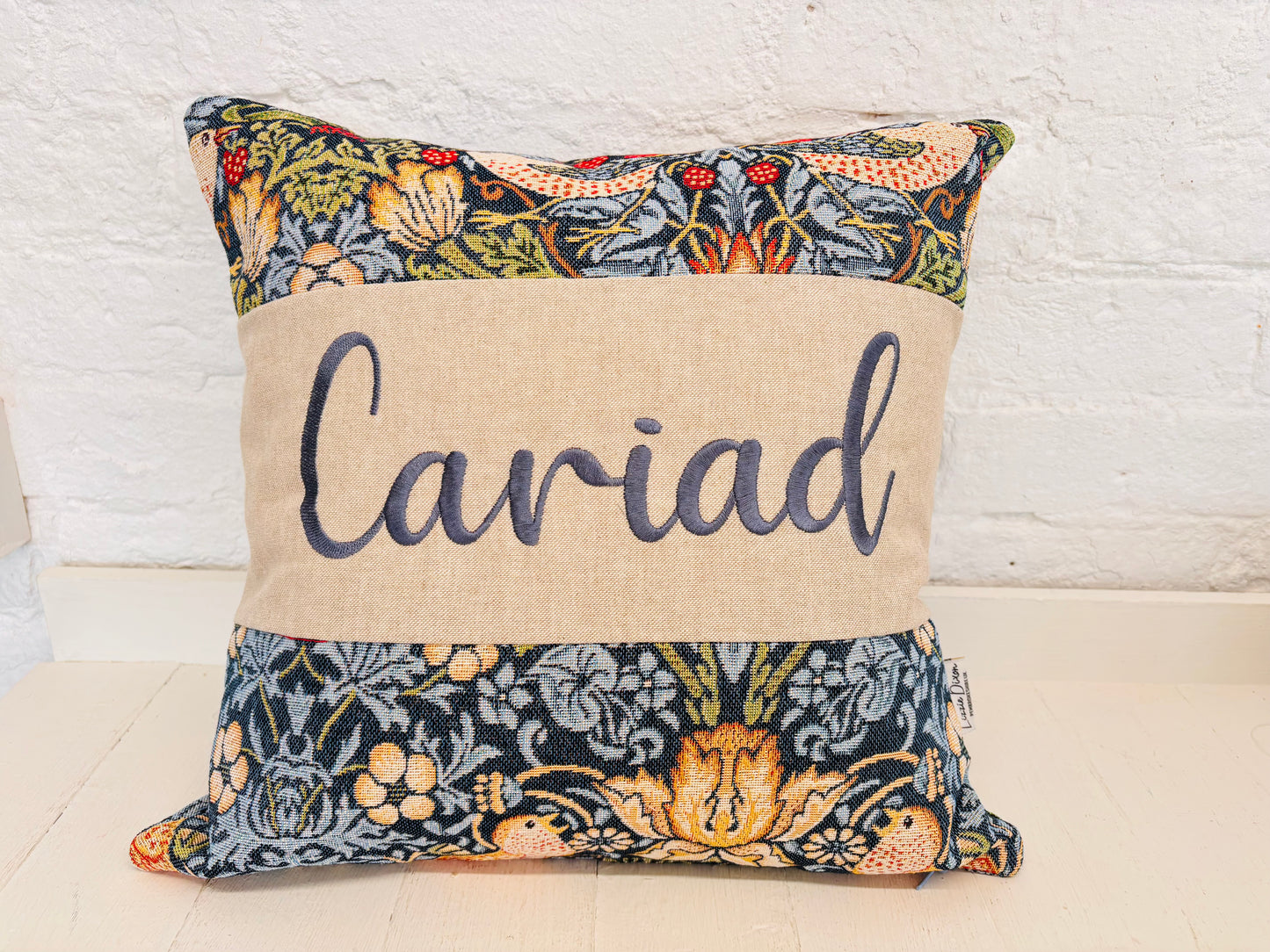 Cwtch William Morris Strawberry Thief Tapestry Cushion -Cwtch/Cwtsh