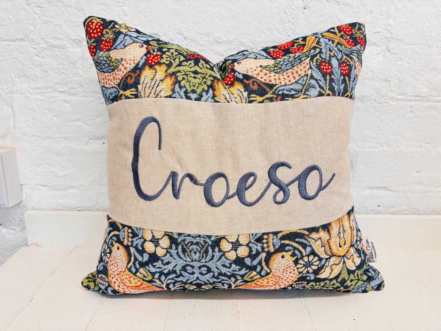 Cwtch William Morris Strawberry Thief Tapestry Cushion -Cwtch/Cwtsh