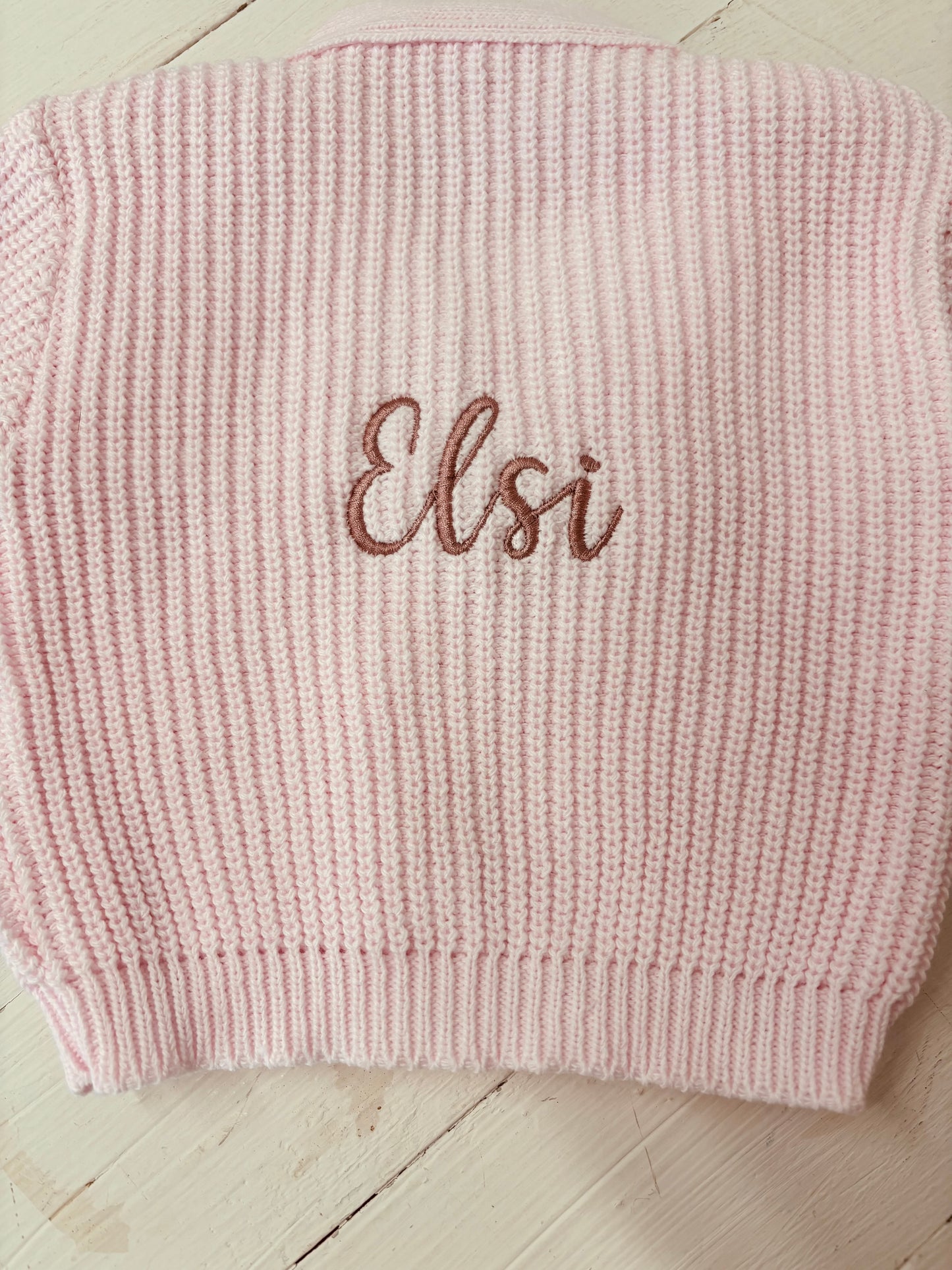 Pink Personalised Knitted Baby Cardigan