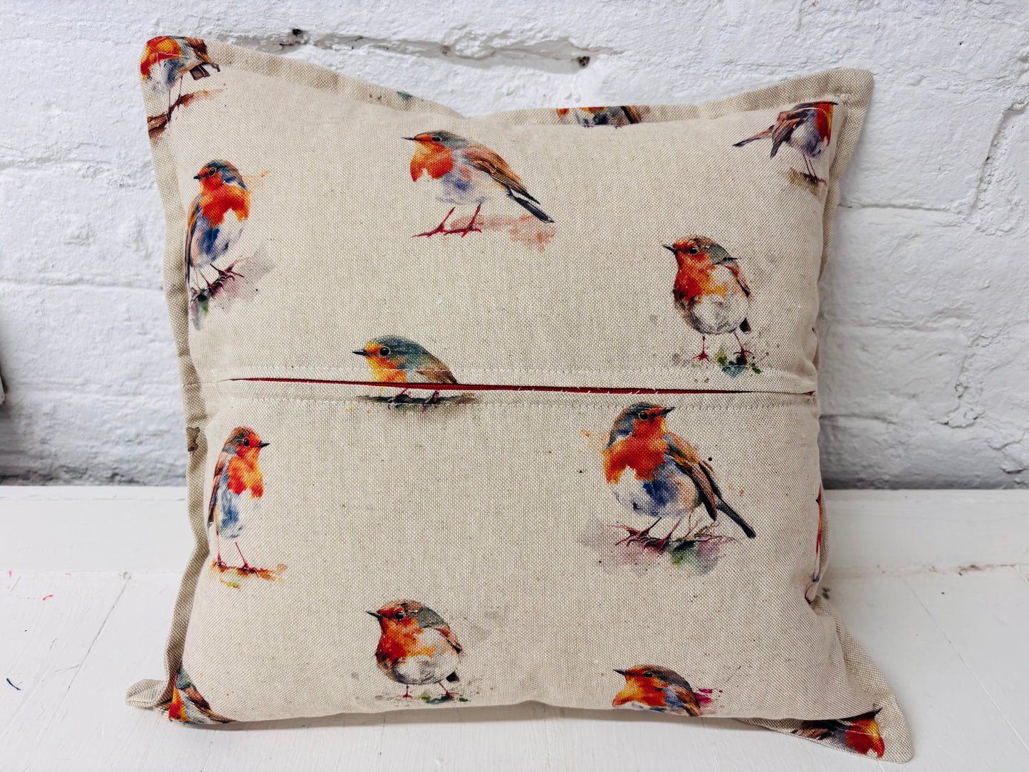 16” Christmas Robin Cushion - Nadolig Llawen Robin Christmas Cushion Welsh Christmas Cushion -decorative pillow Cover festive decoration