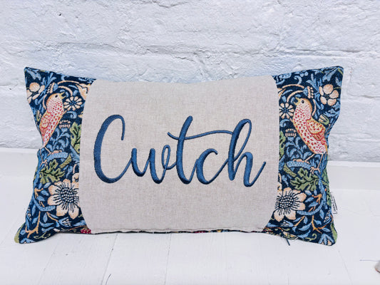 Cwtch William Morris Strawberry Thief Tapestry Cushion -Cwtch/Cwtsh