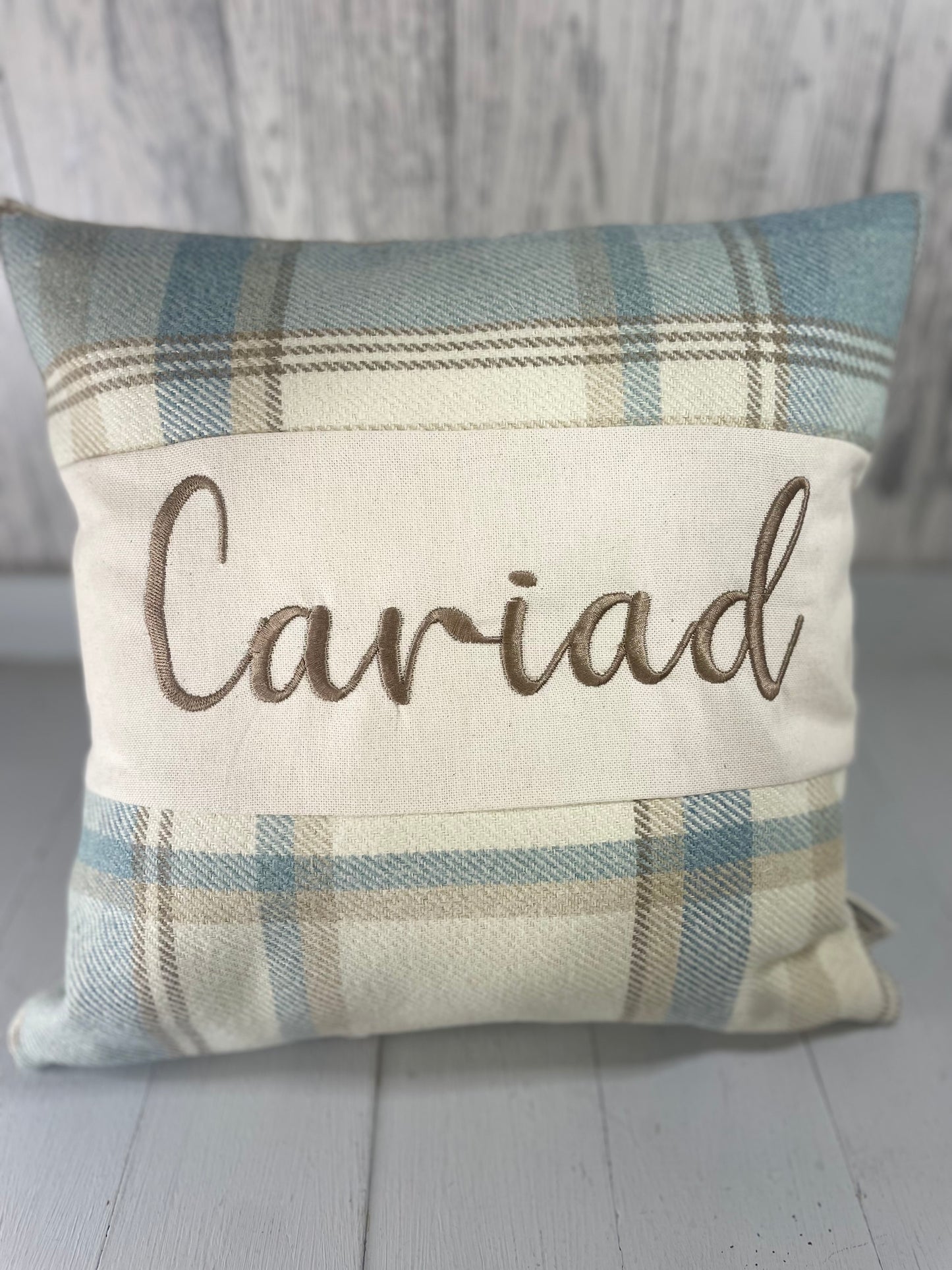 Cariad Cushion- Wool touch long cushion-Welsh quote cushion