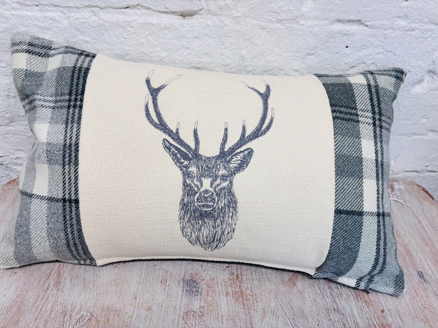 Stag Cushion- Grey Wool Long Cushion