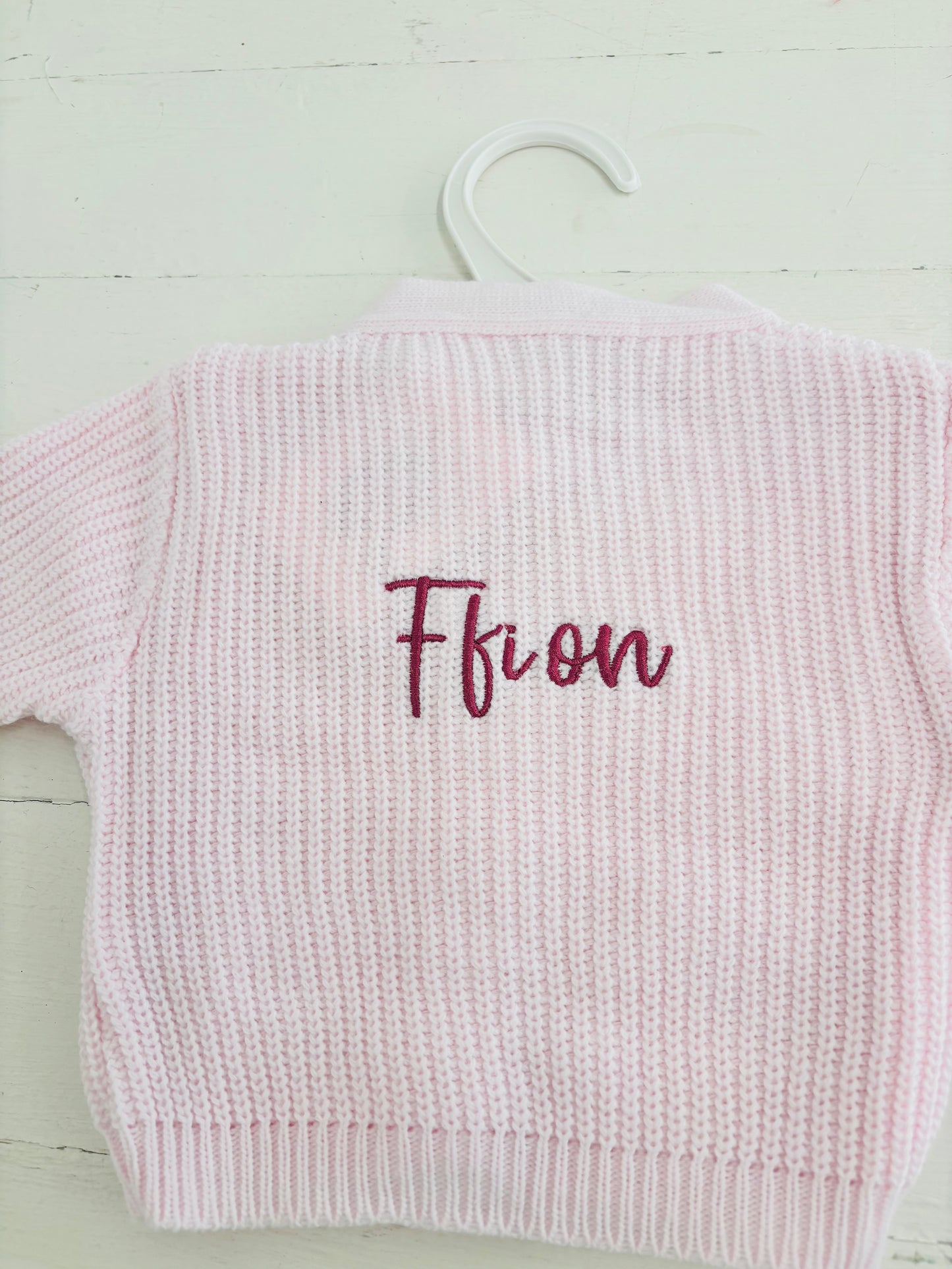 Pink Personalised Knitted Baby Cardigan
