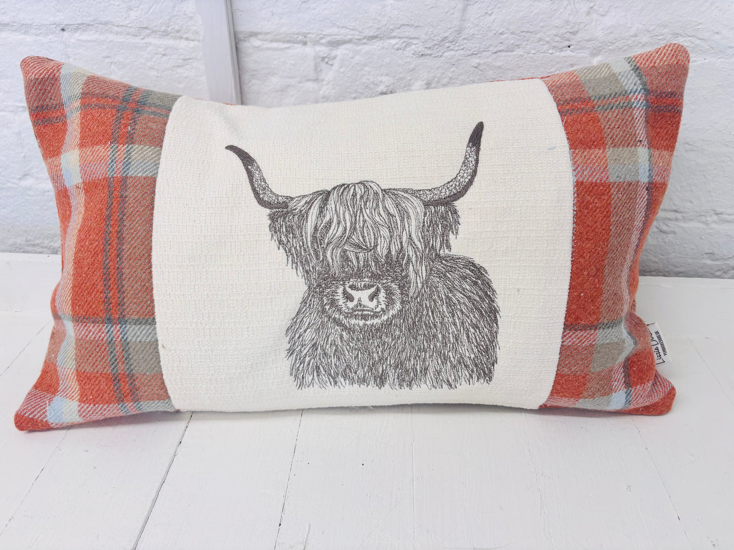 Highland Cow Cushion-Autumnal wool