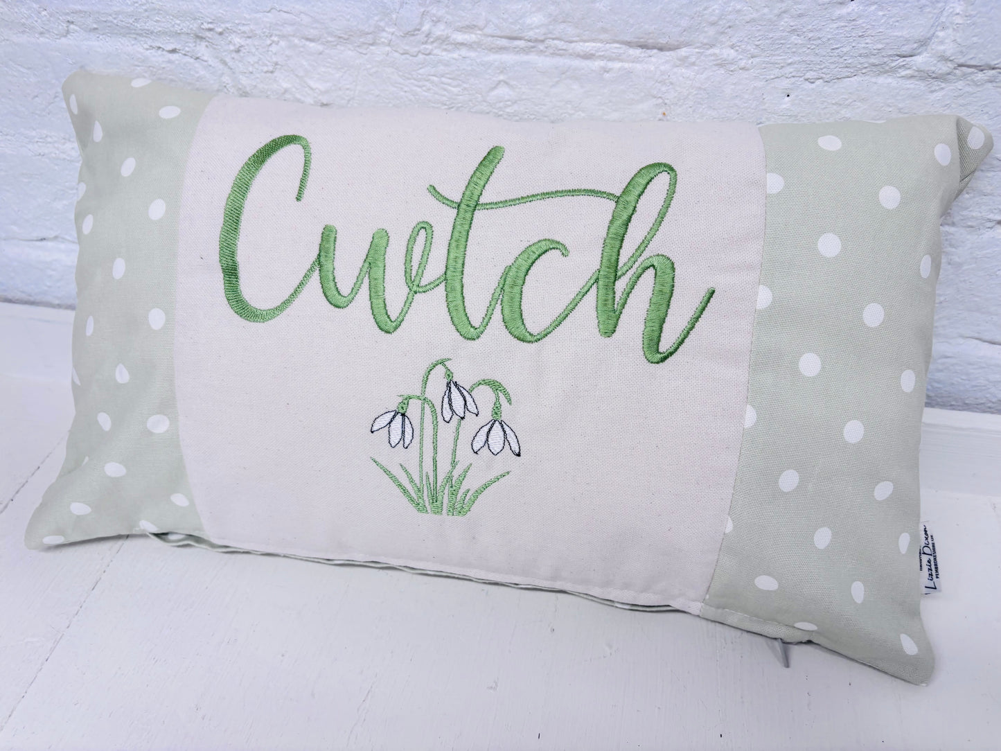 Snowdrop Embroidered Teulu Cushion