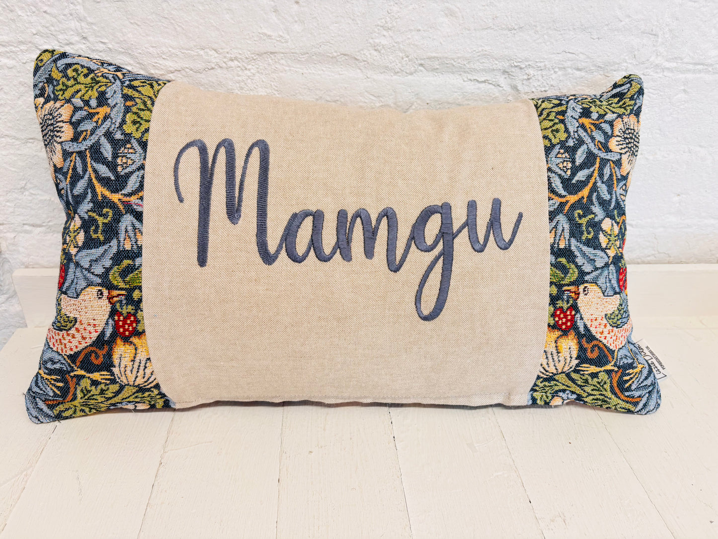 William Morris Strawberry Thief Tapestry Mother’s Gift, Personalised Cushion, Gift for Mum. Square Cushion