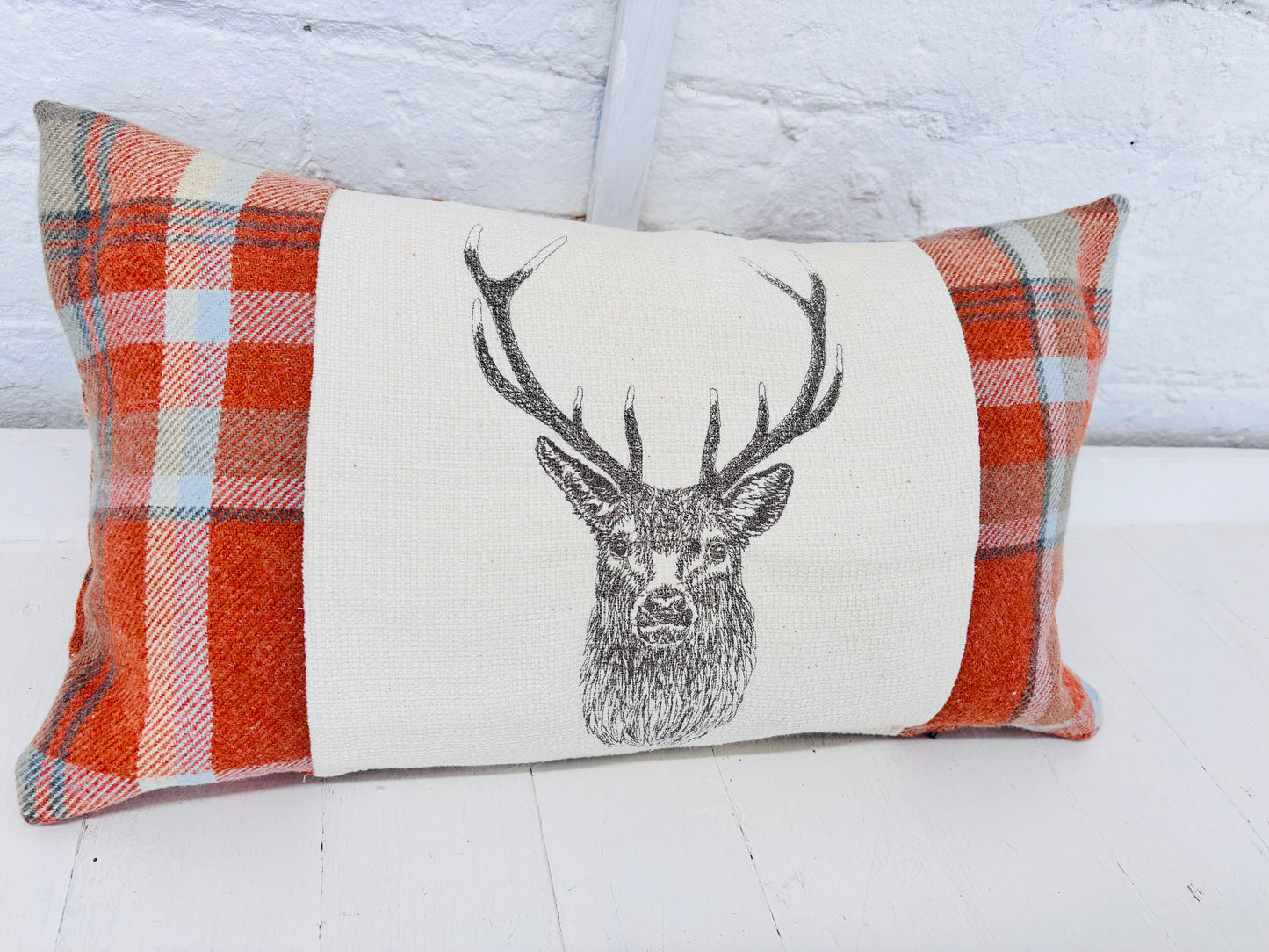 Stag Cushion- Burnt Orange Wool Long Cushion