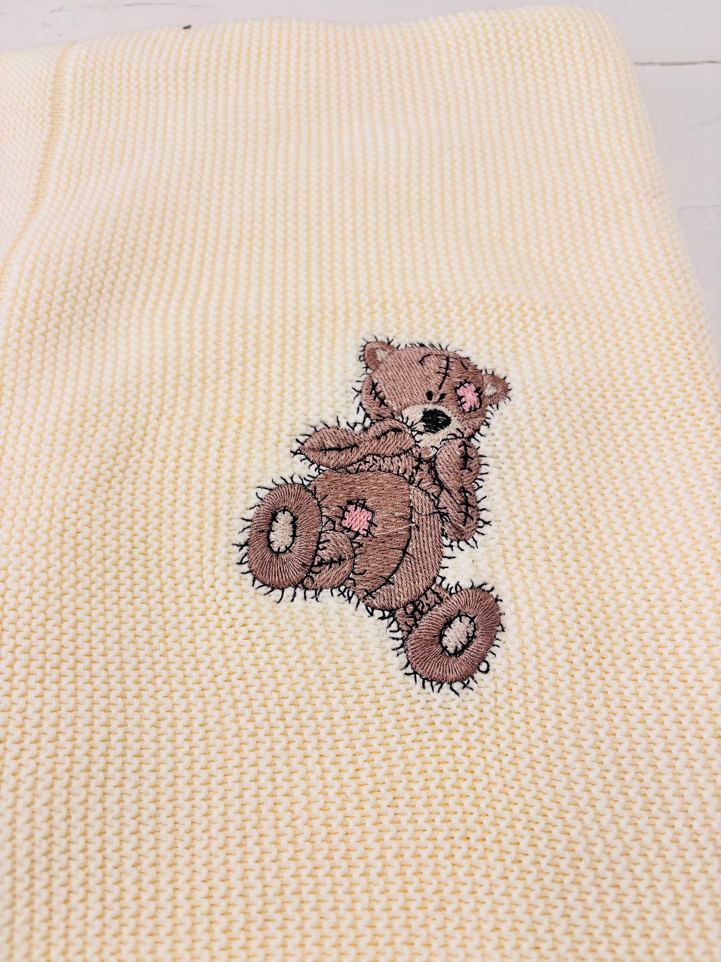 Personalised Baby knitted Blanket – Name and a Tractor
