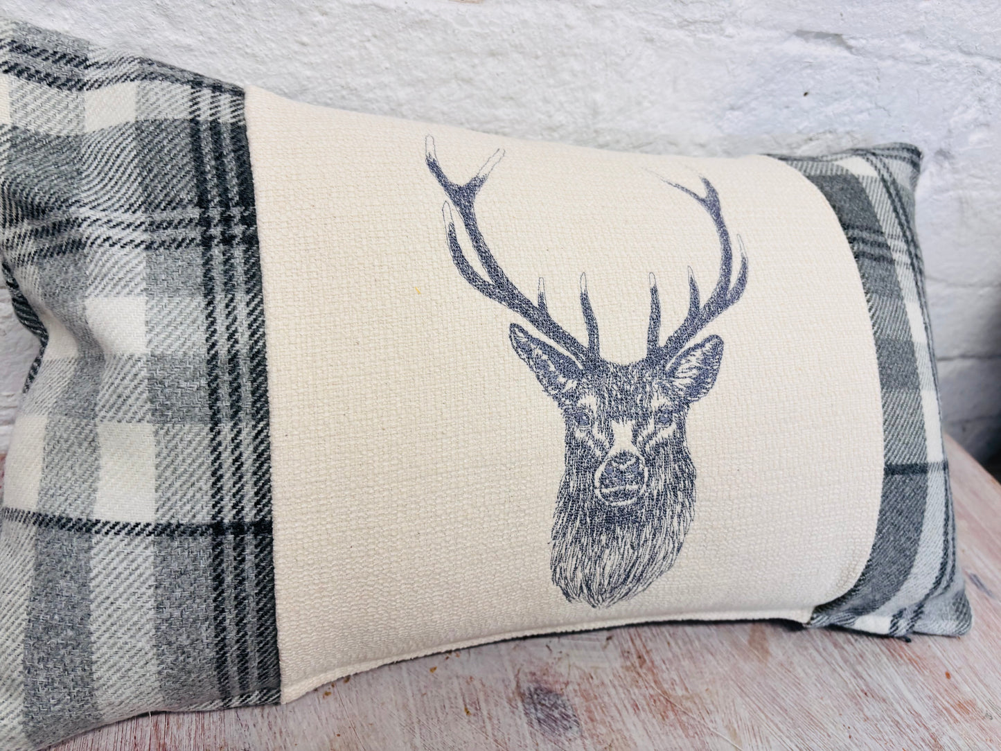 Stag Cushion- Grey Wool Long Cushion