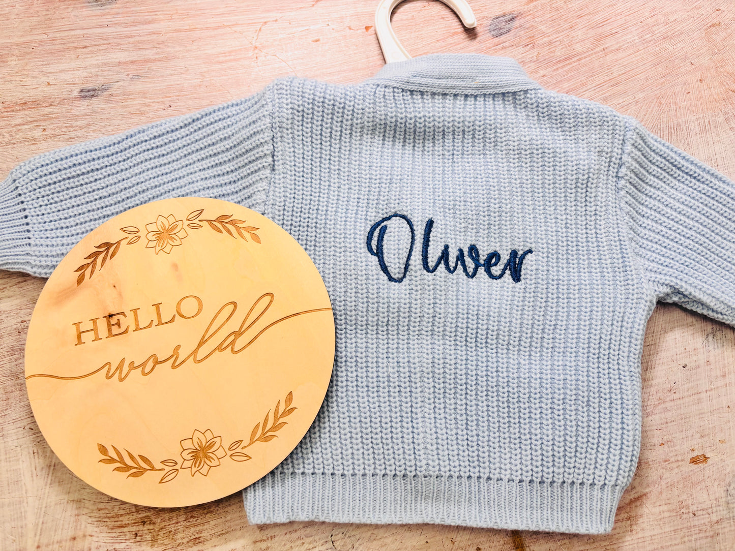 Blue Personalised Knitted Baby Cardigan