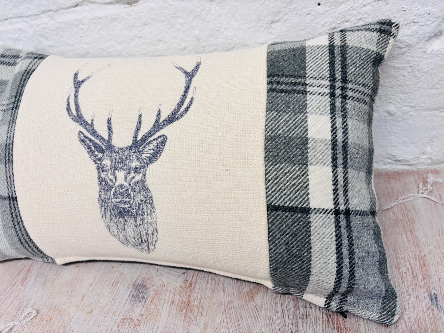 Stag Cushion- Grey Wool Long Cushion