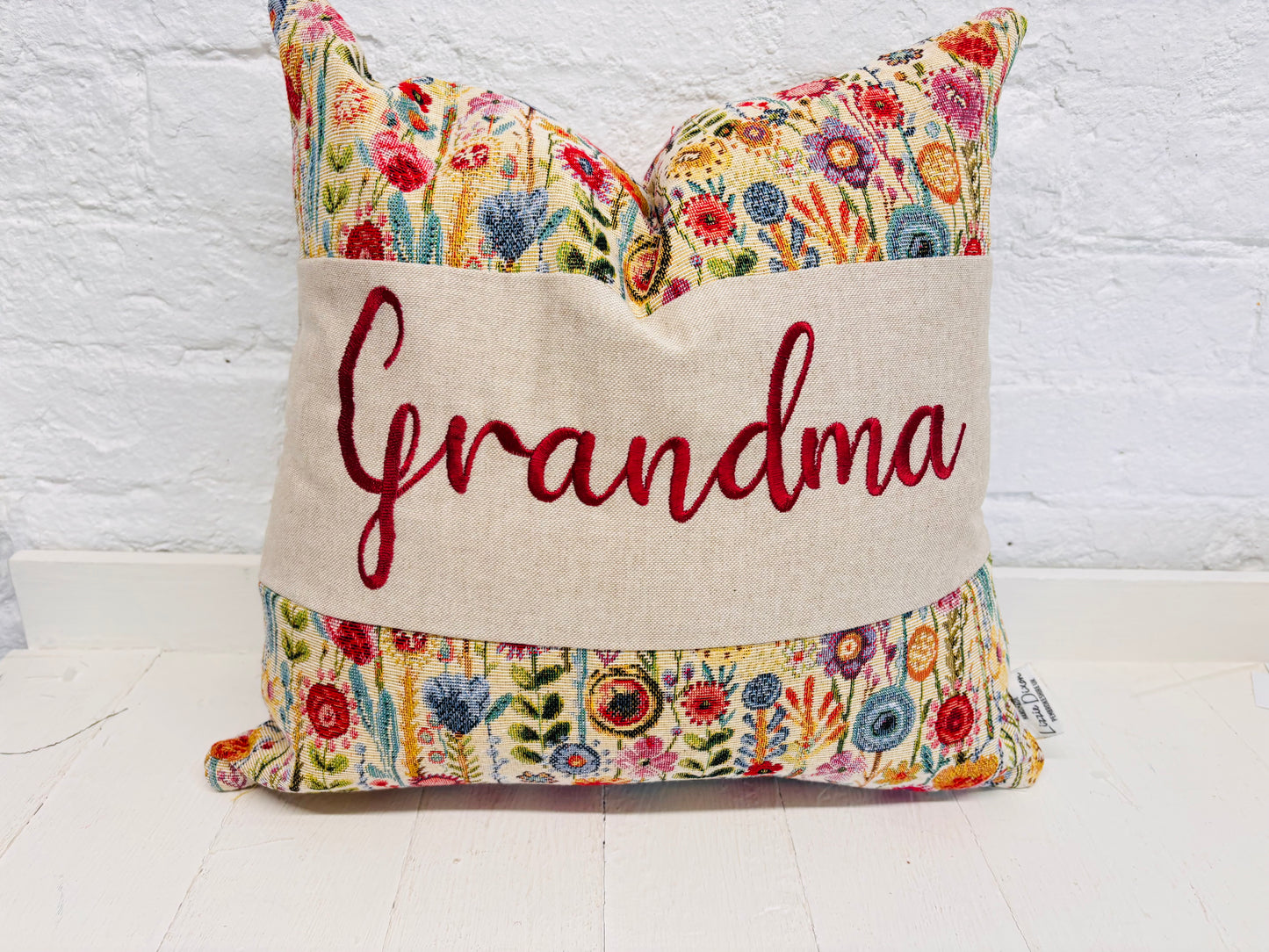 Floral Tapestry Mother’s Day Personalised Cushion, Gift for Mum. Gift for Mamgu, Personalised Mothers Gift