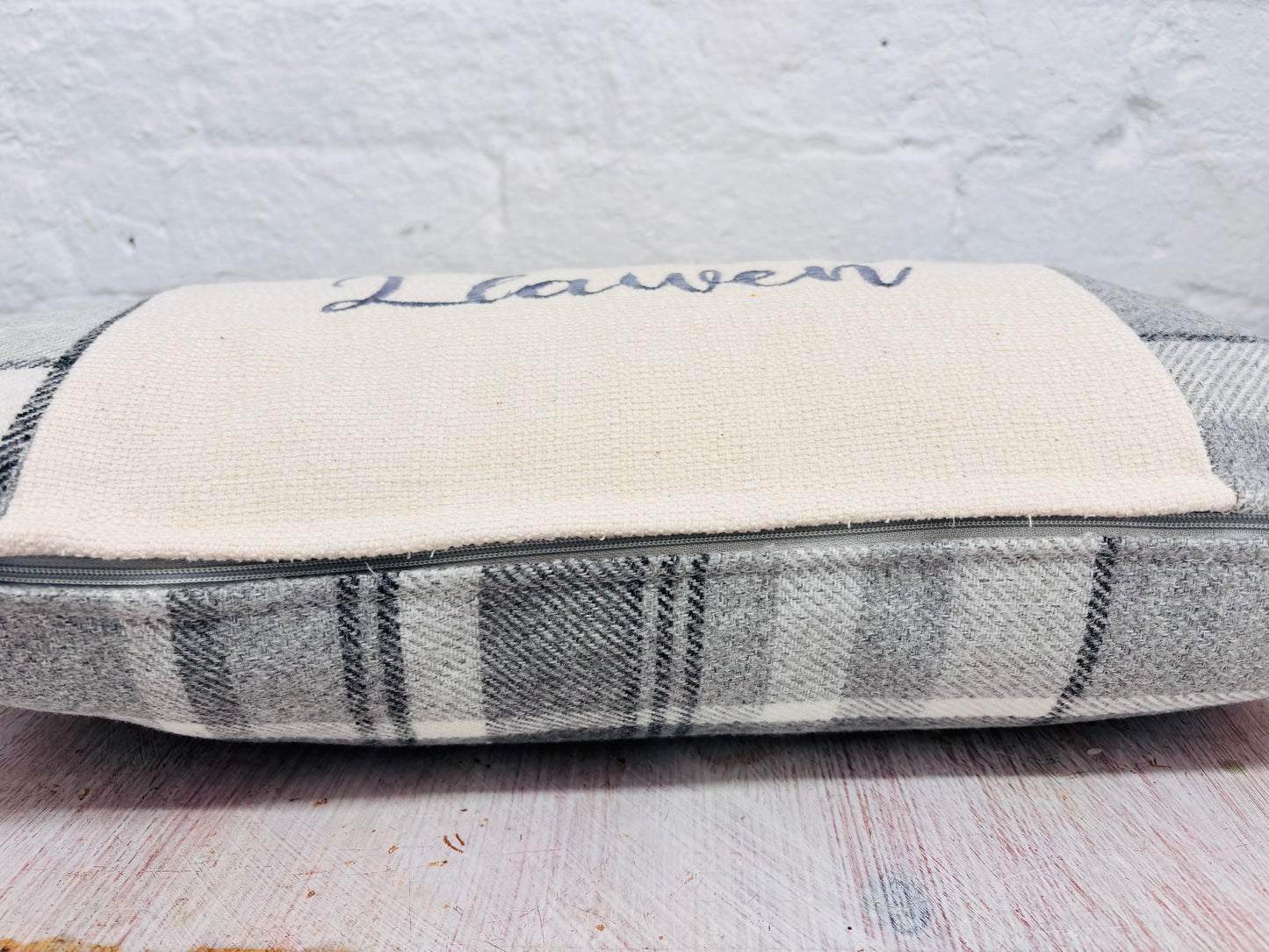 Nadolig Llawen Christmas Cushion- Grey Wool cushion.
