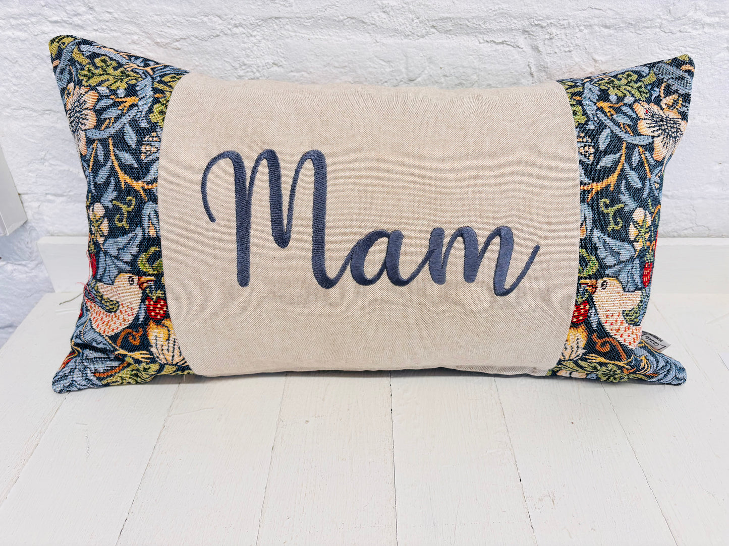 William Morris Strawberry Thief Tapestry Mother’s Gift, Personalised Cushion, Gift for Mum. Square Cushion