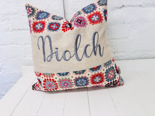 Diolch Crochet style  Cushion- Square Cwtch Panel Cushion