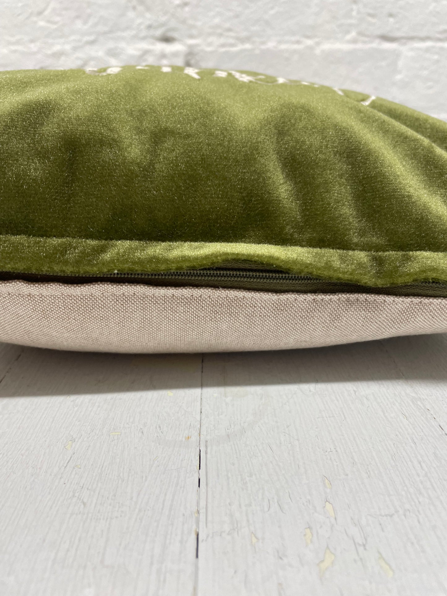 Hello Pumkin Green Velvet 12” Cushion
