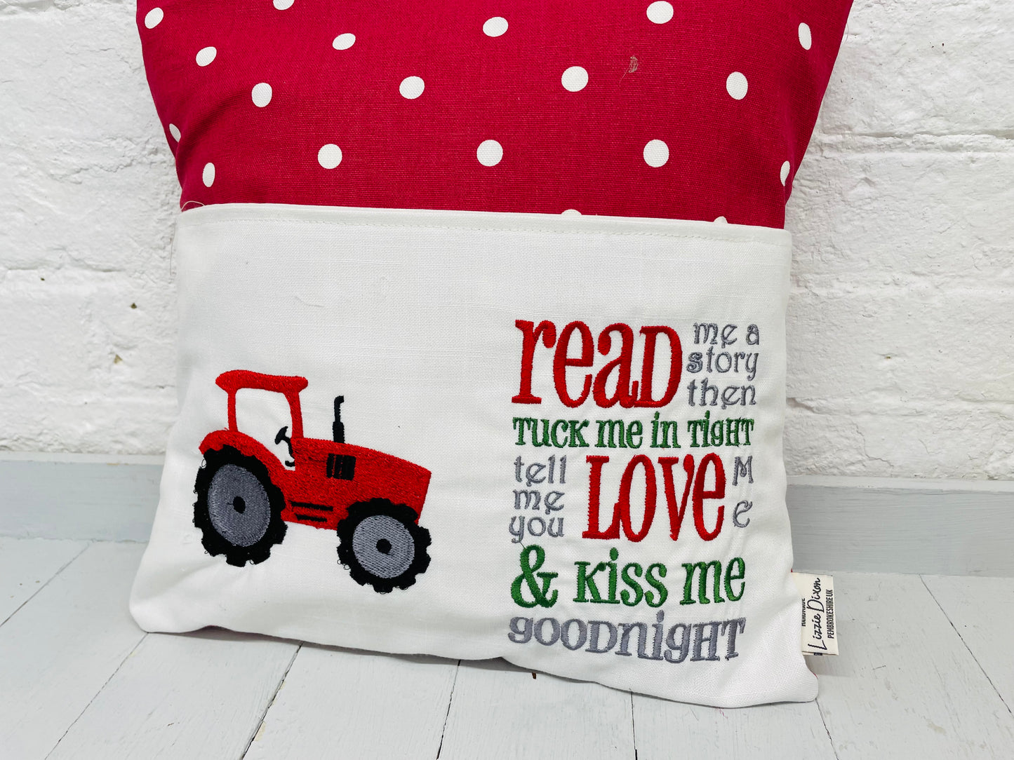 Red Tractor Children's Reading Book Cushion.