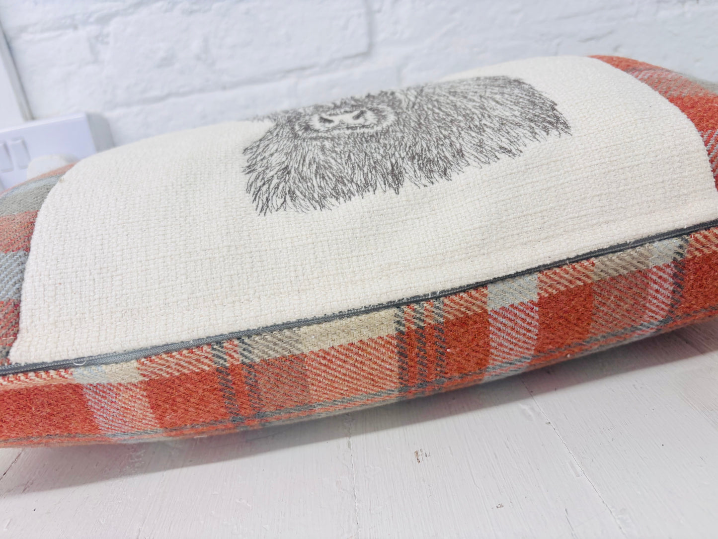 Highland Cow Cushion-Autumnal wool