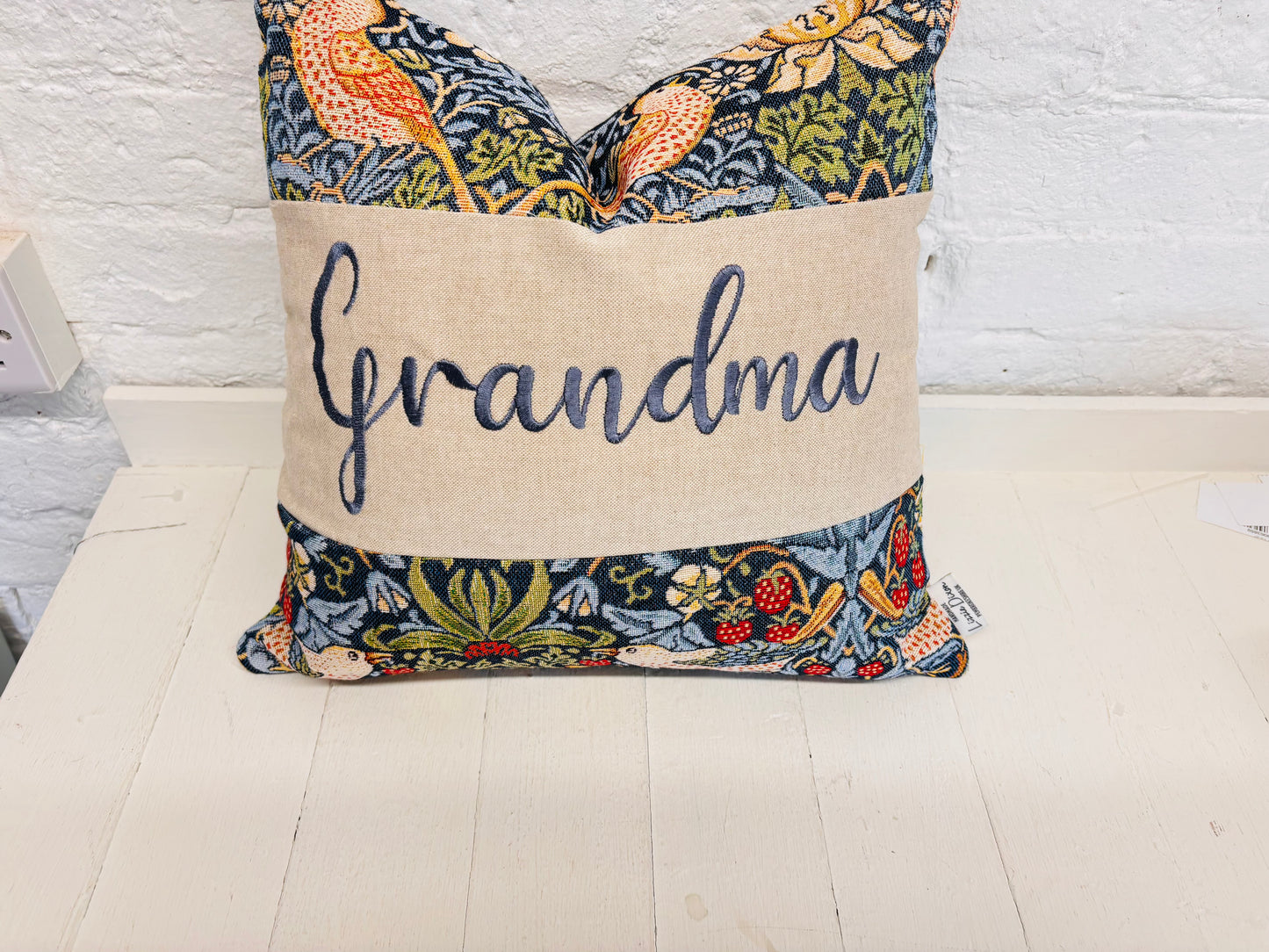 William Morris Strawberry Thief Tapestry Mother’s Gift, Personalised Cushion, Gift for Mum. Square Cushion
