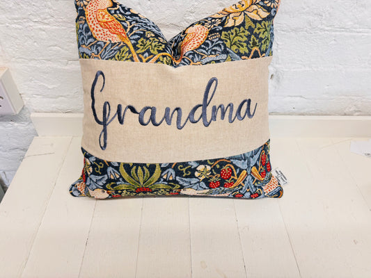 William Morris Strawberry Thief Tapestry Mother’s Gift, Personalised Cushion, Gift for Mum. Square Cushion