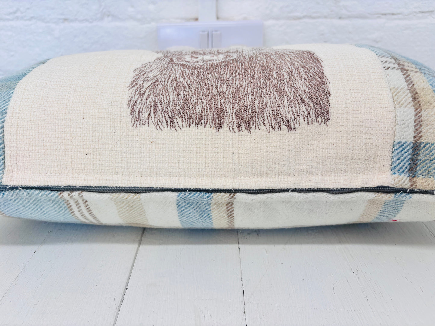 Highland Cow Cushion- Skye Blue wool Long Cushion