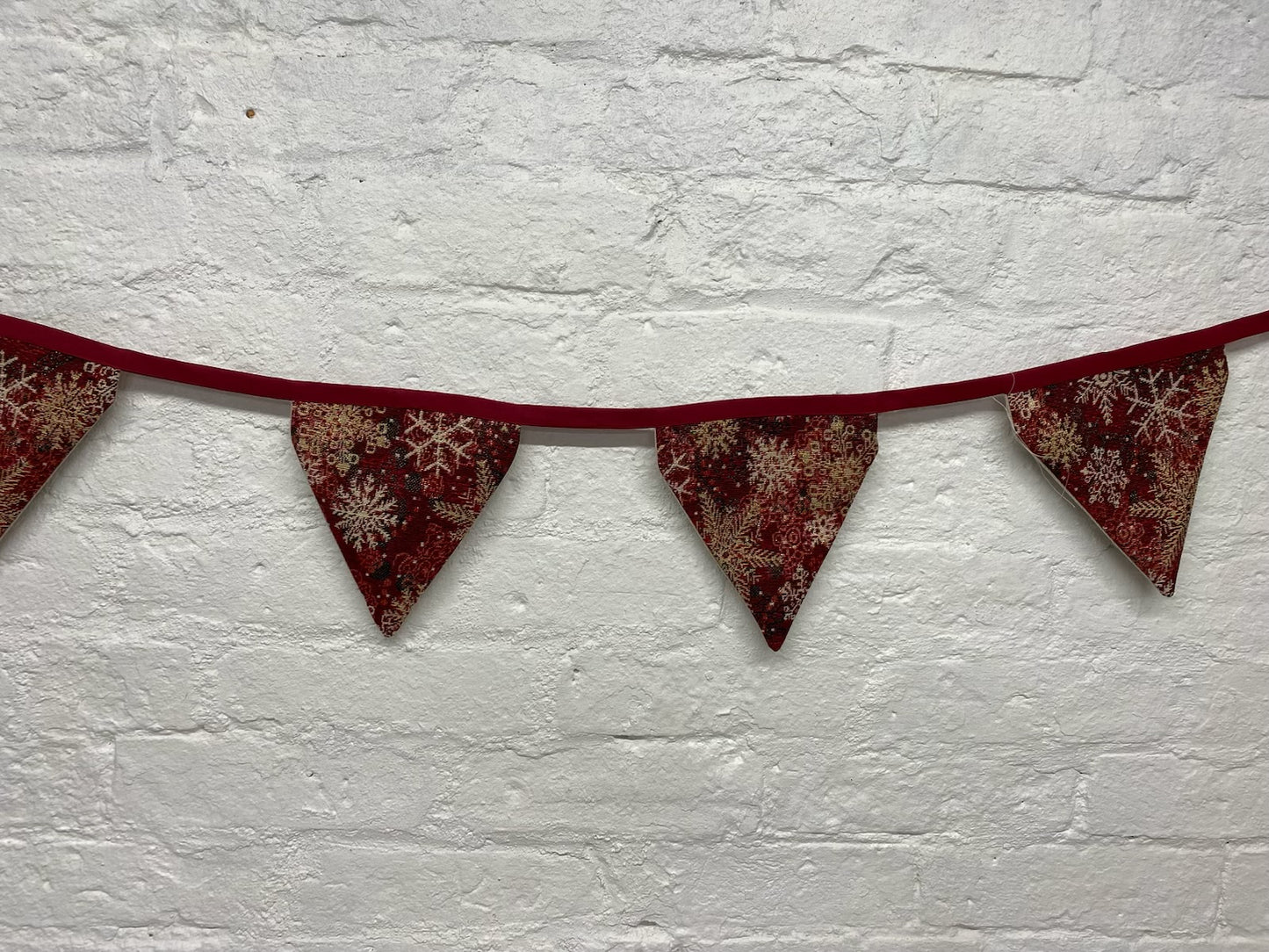 Festive Red Snowflake Bunting -Welsh Blanket style bunting
