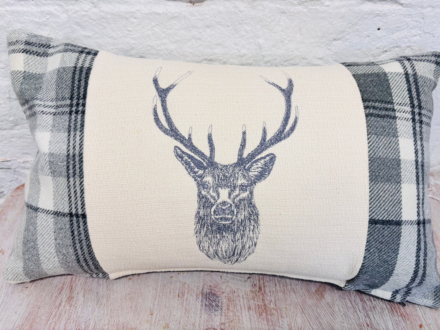 Stag Cushion- Grey Wool Long Cushion