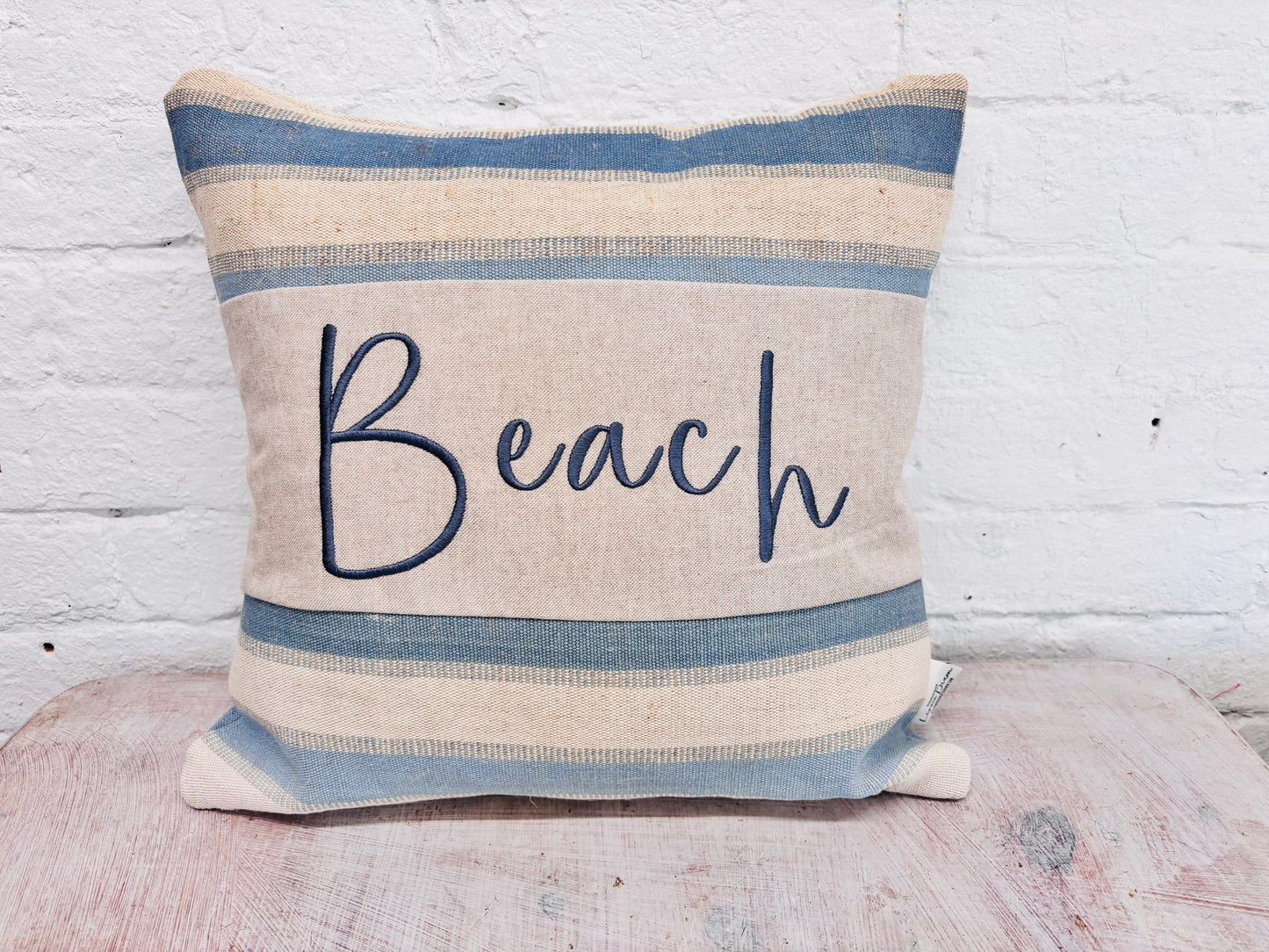 Beach Cushion - Blue and cream - Square (limited Edition)