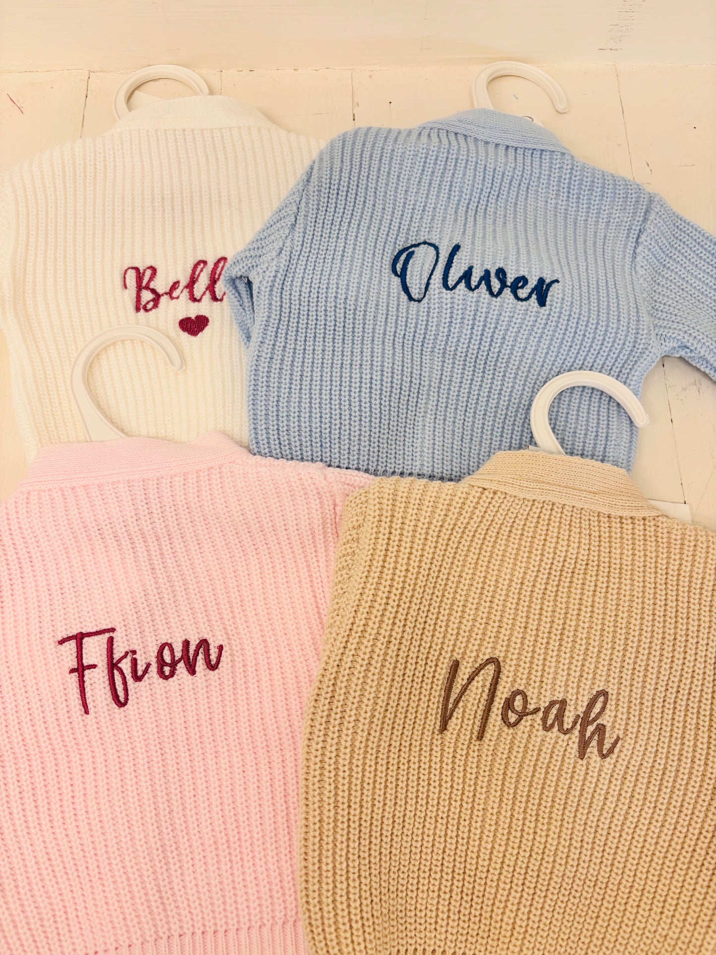 Pink Personalised Knitted Baby Cardigan