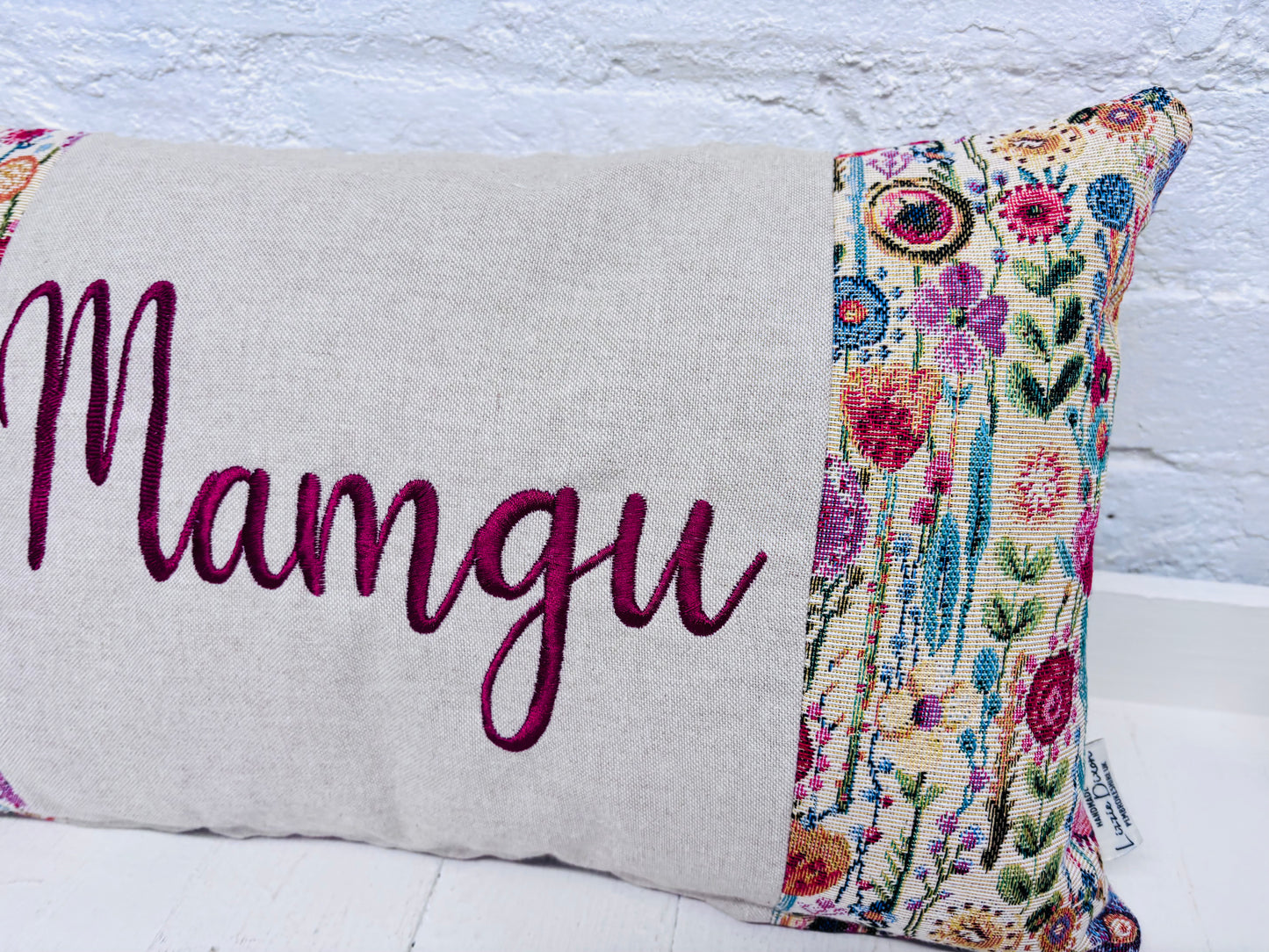 Floral Tapestry Mother’s Day Personalised Cushion, Gift for Mum. Gift for Mamgu, Personalised Mothers Gift