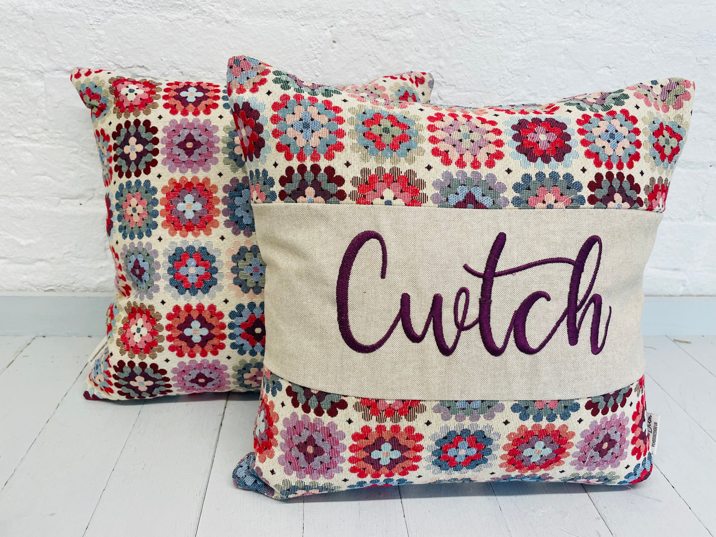 Cwtch Crochet style Cushion- Square Cwtch Panel Cushion