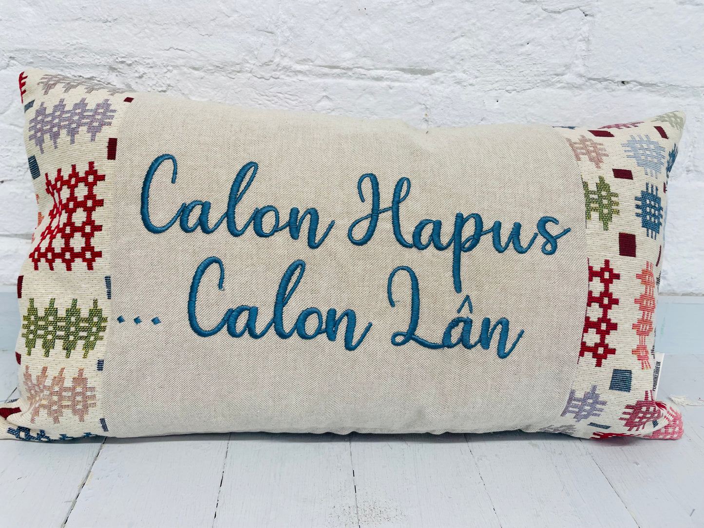 Welsh Blanket quote Cushion- Cream Welsh quote long Cushion