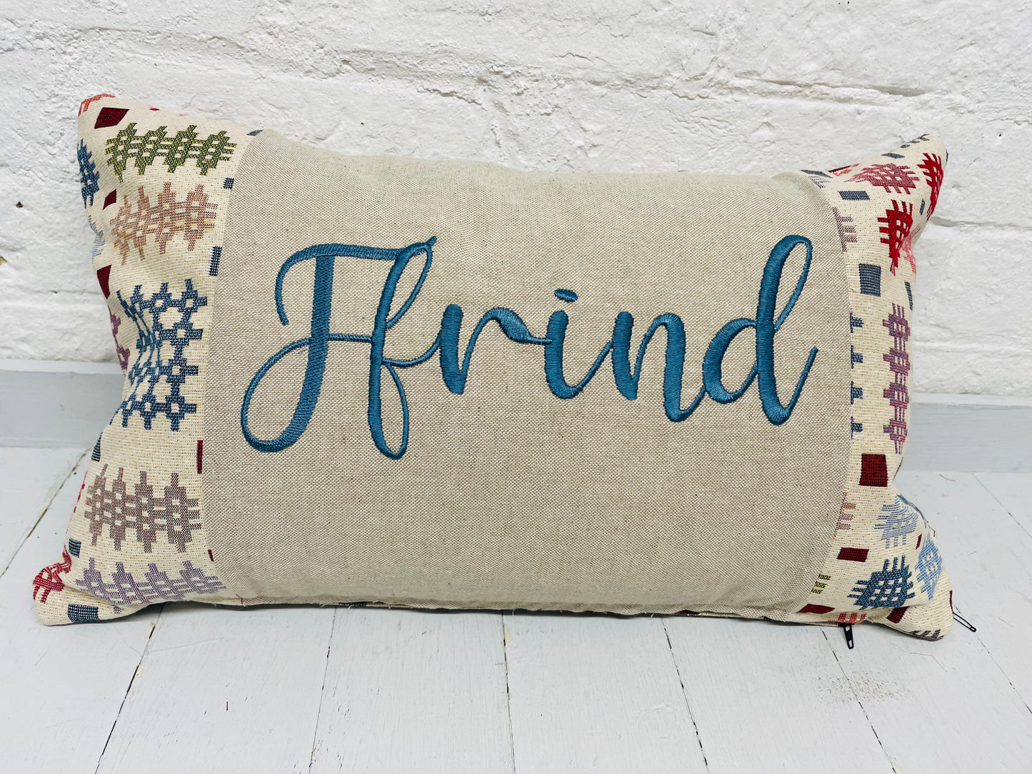 Welsh Blanket quote Cushion- Cream Welsh quote long Cushion
