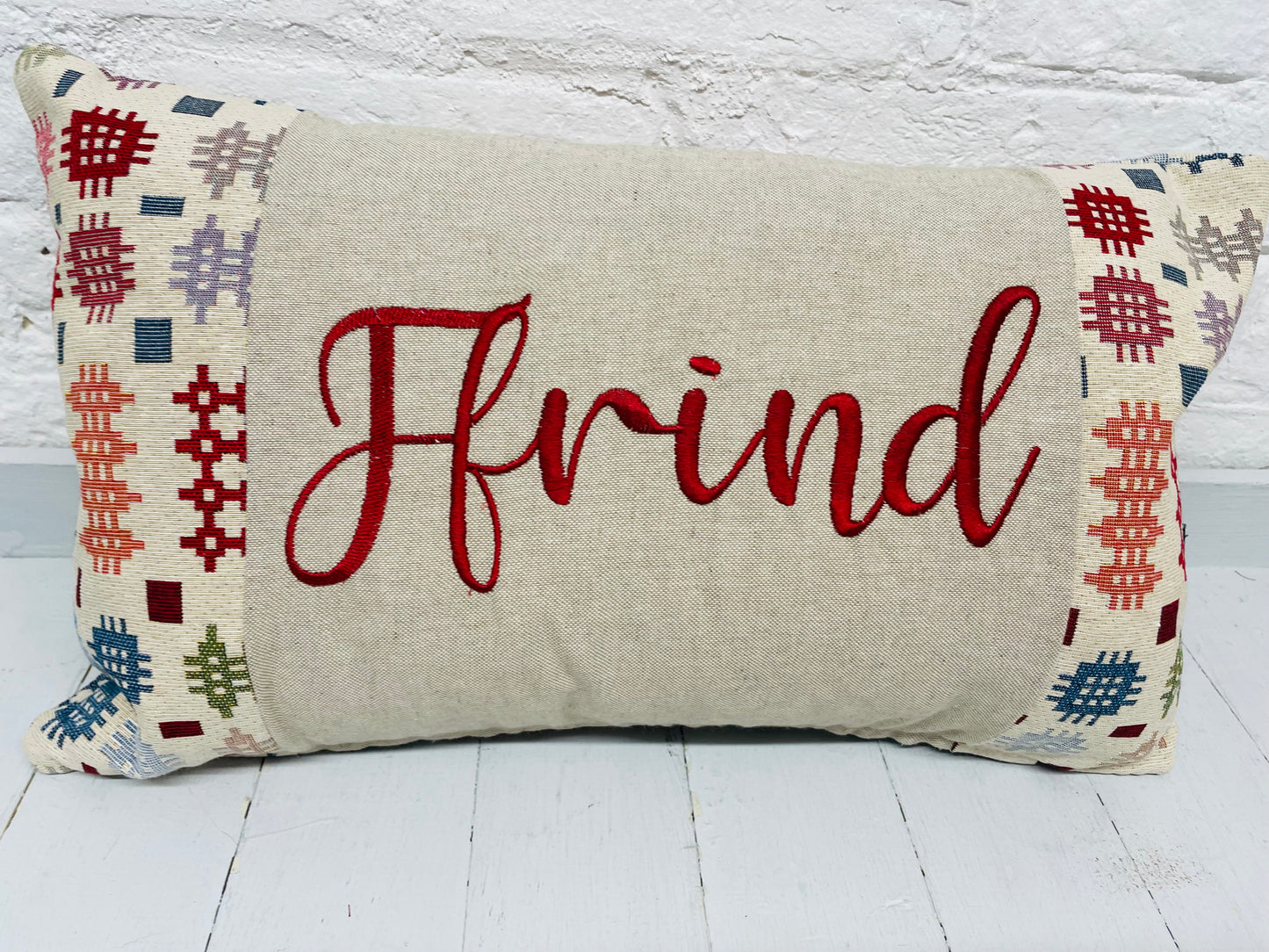 Welsh Blanket quote Cushion- Cream Welsh quote long Cushion