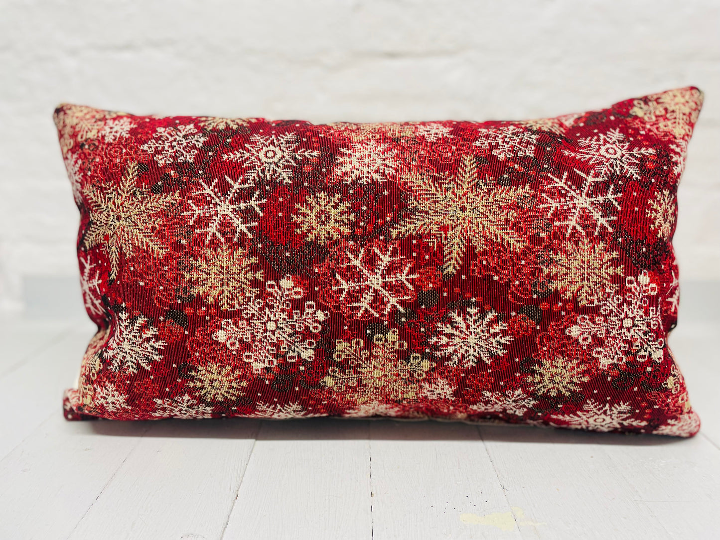 Festive Gnomes Long Nadolig Llawen-Merry Christmas. Snow Flake Fabric